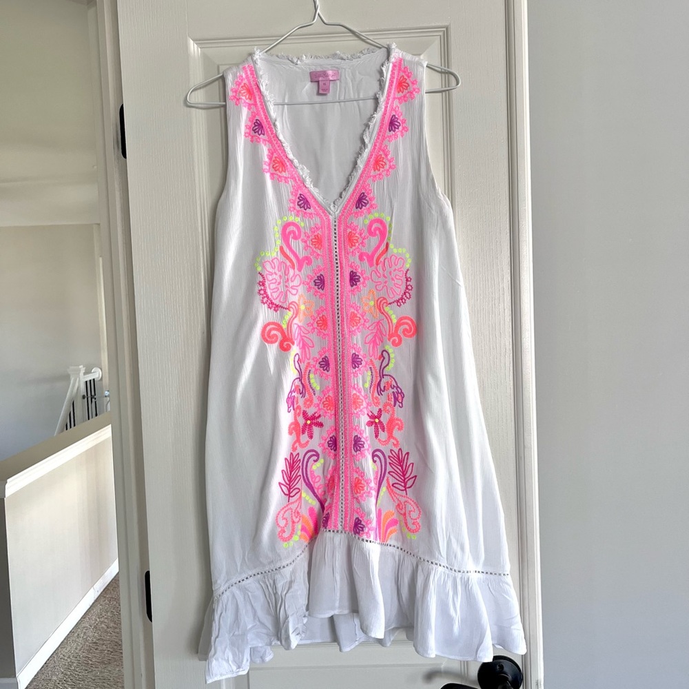 Lilly Pulitzer Embroidered White Gauze Dress